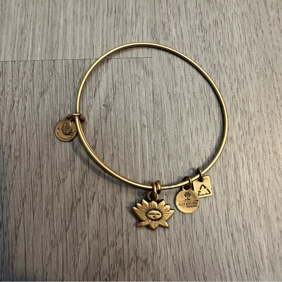 Alex and Ani goldtone lotus bangle Bracelet - Picture 3 of 5